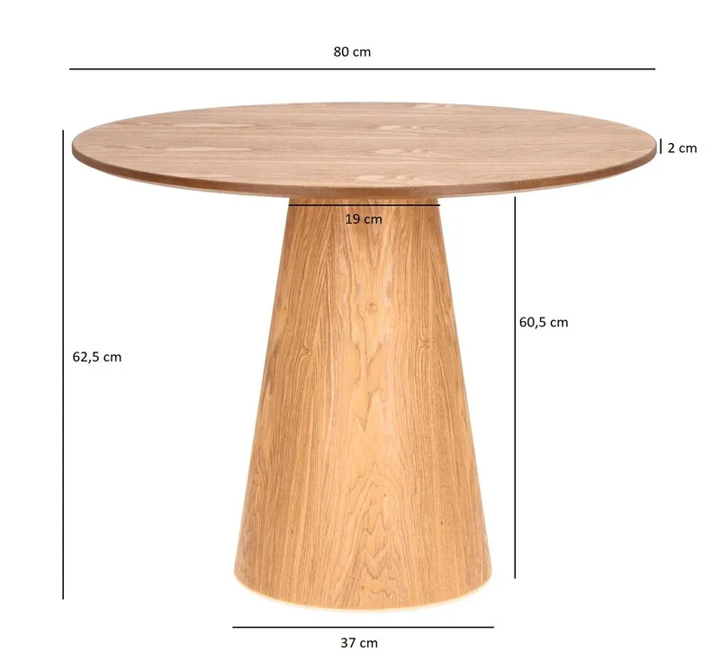 Stół Kawowy MEBLIVA Soleilo Okrągły 80cm MDF - Naturalny Dąb