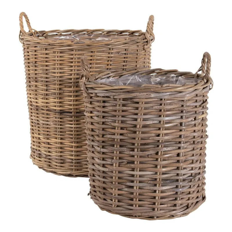Zestaw 2 Koszy Indo MEBLIVA Rattan Okrągły - Naturalny