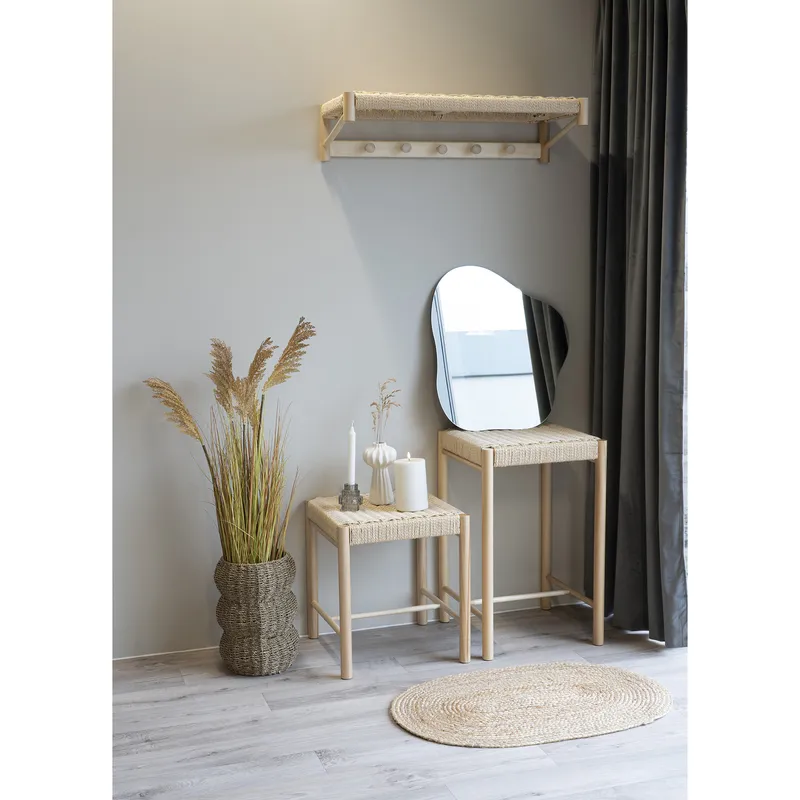 Stołek MEBLIVA Abano, Drewno Topolowe, Styl Boho - Naturalny