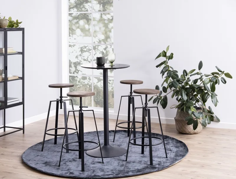 Stół Barowy MEBLIVA Ibiza Okrągły 60 cm MDF Metal - Czarny