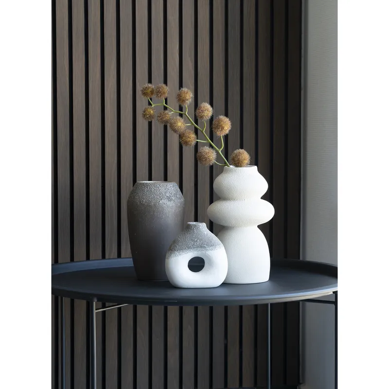 Wazon Ceramiczny MEBLIVA Z Kamiennymi Akcentami, Gres, Boho - Beżowy