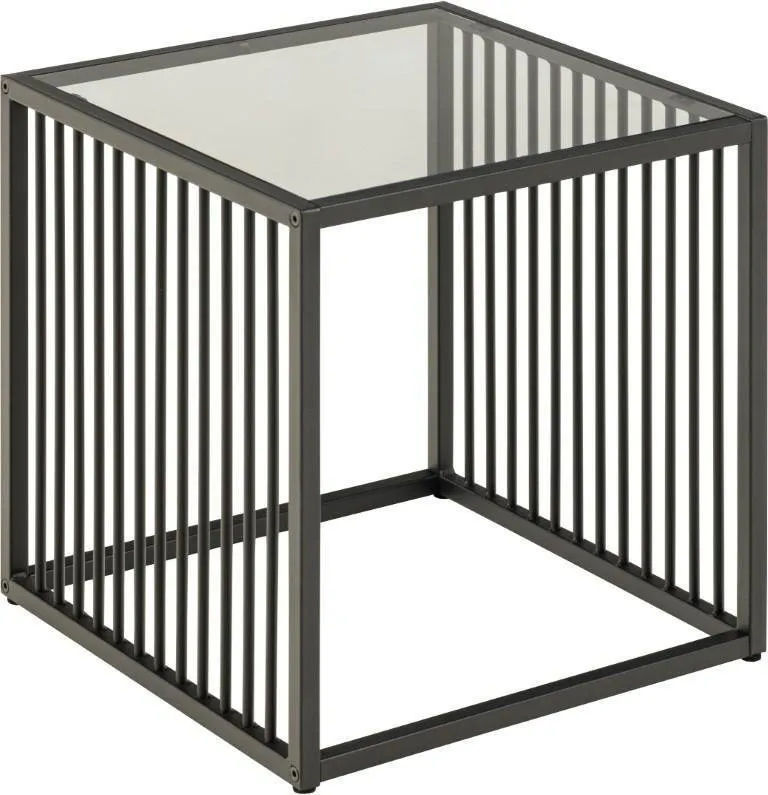 Stolik Kawowy MEBLIVA Strington, Szkło I Metal, Nowoczesny - Czarny