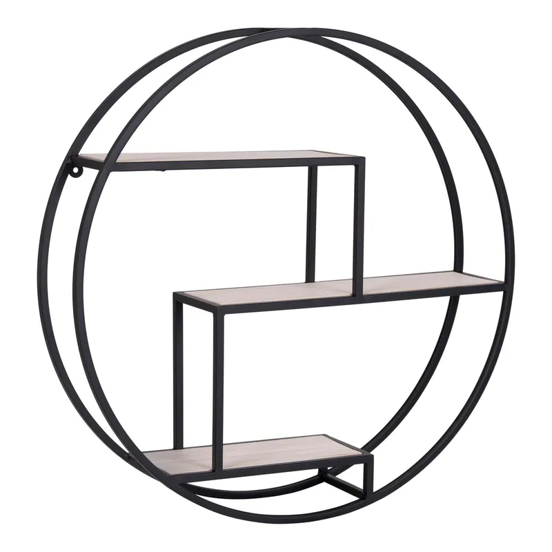Półka Ścienna MEBLIVA Rotterdam Okrągła 62 cm - Czarna