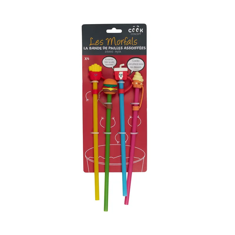 Zestaw Słomek MEBLIVA Fast Food, Polipropylen, 24 cm - Żółty