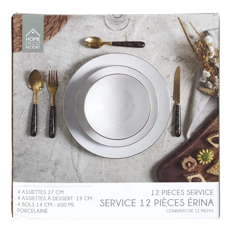 Zastawa Stołowa MEBLIVA Erina 12-CZĘŚCIOWA, Porcelana - Biały