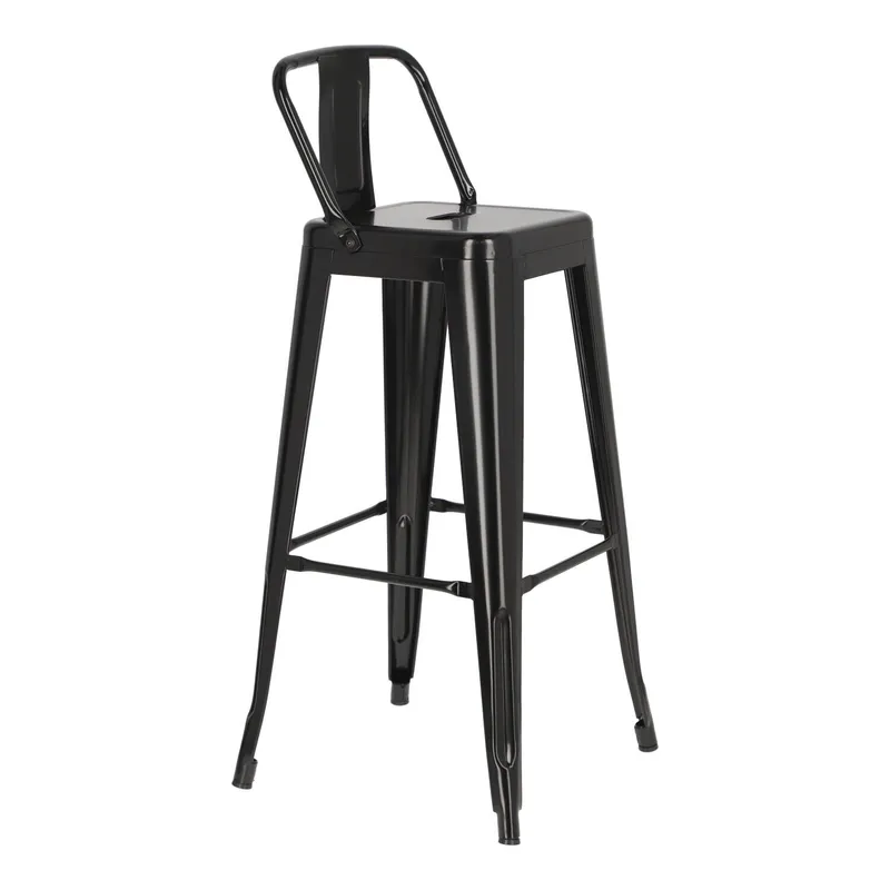 Hoker Z Oparciem MEBLIVA Paris Back 75 cm Metalowy - Czarny