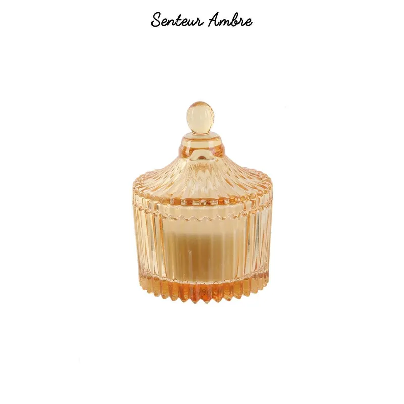 Świeca Zapachowa MEBLIVA Ambre, Szkło Bohemskie 9 cm - Żółta