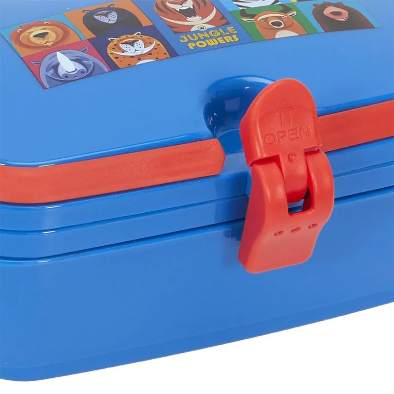 Lunch Box Dziecięcy MEBLIVA Dżungla, Tworzywo Sztuczne - Niebieski
