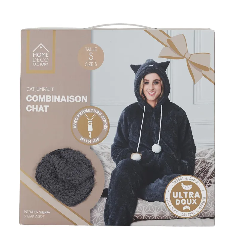 Kombinezon Onesie Kot MEBLIVA XL, Poliester - Szary