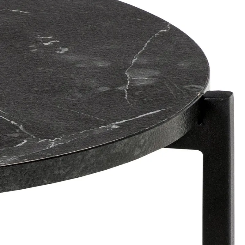 Stolik Kawowy MEBLIVA Lamoine, Metal MDF, Okrągły 40 cm - Czarny
