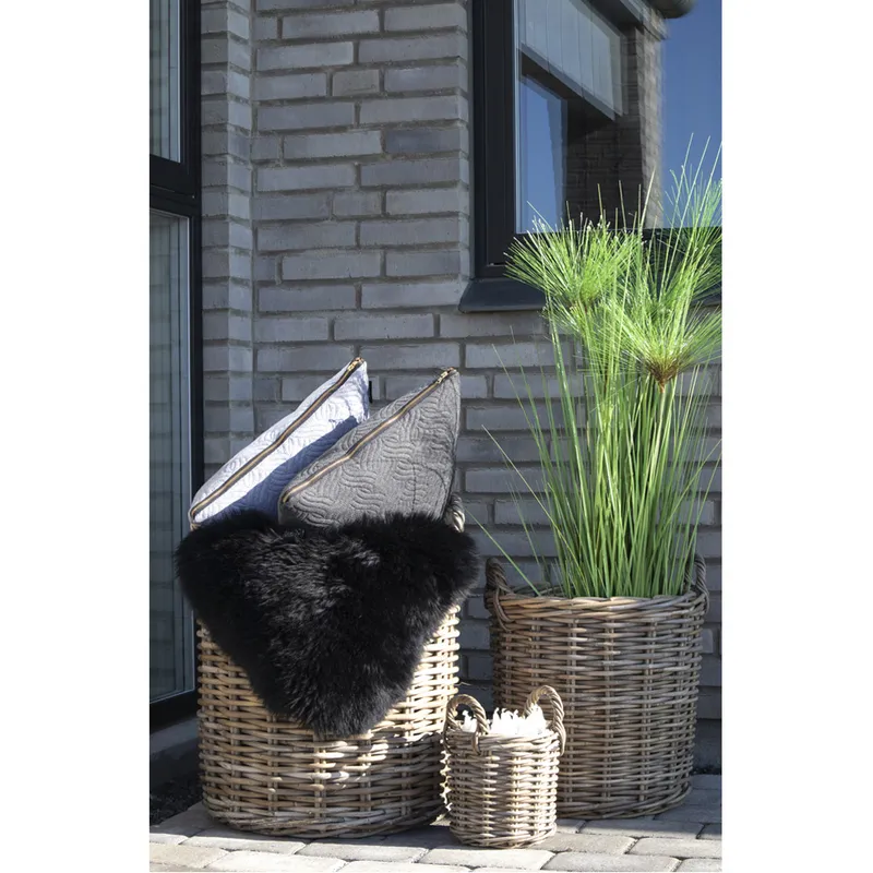 Zestaw 4 Koszy MEBLIVA Caor Rattanowe Boho - Naturalny