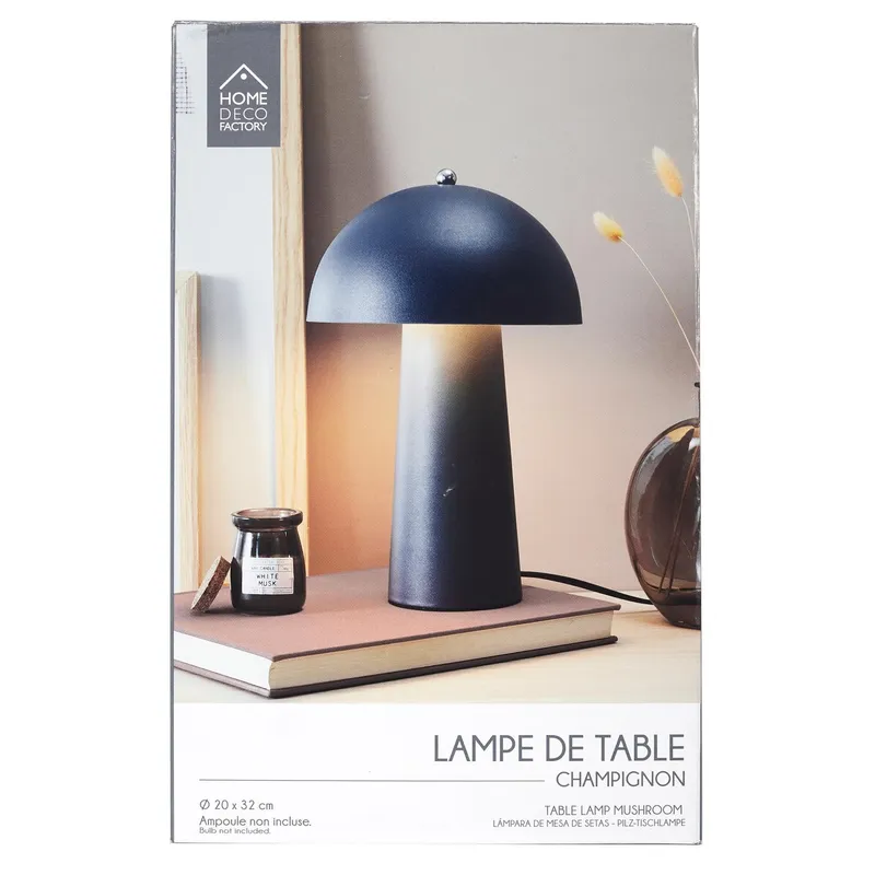 Lampka Stołowa MEBLIVA Mushroom, Nowoczesna, Minimalistyczna - Czarna