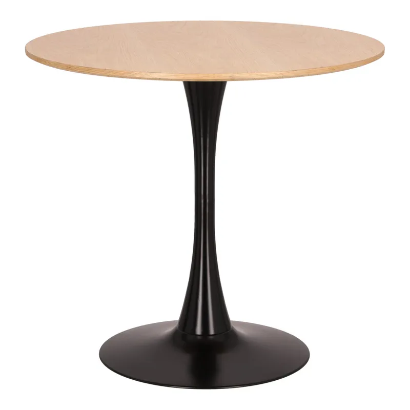 Stół MEBLIVA Skinny Okrągły 80 cm, Dąb/Czarny - Skandynawski