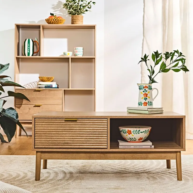 Stolik Kawowy MEBLIVA Tiphaine, Płyta MDF, 100x50 cm - Naturalny