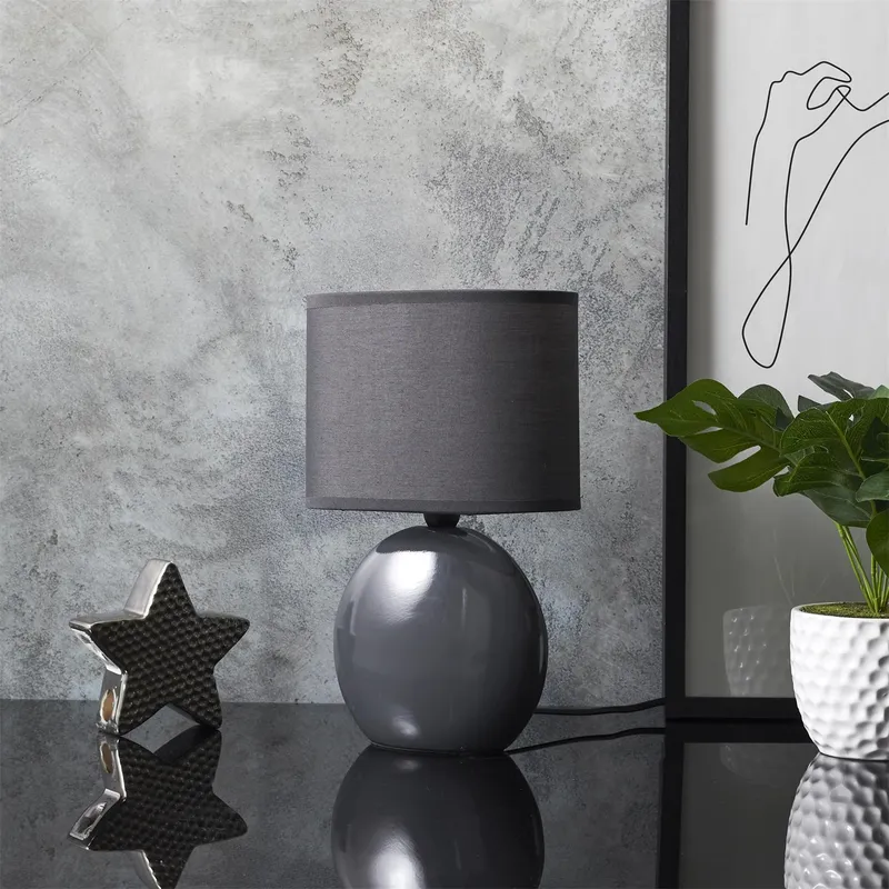 Lampa Stołowa MEBLIVA Ceramiczna Owalna - Szary