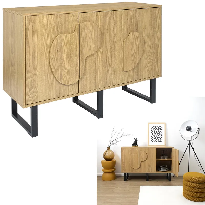 Komoda MEBLIVA Calypso 120 cm MDF Boho - Dąb/Czarna