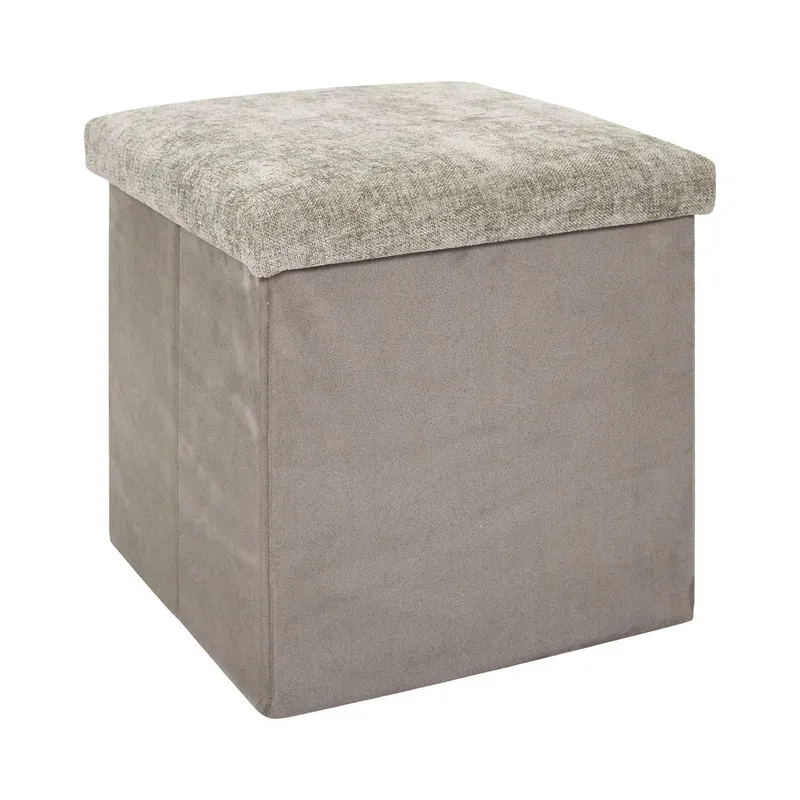 Pufa MEBLIVA Vels Taupe Schowek 38x38 cm - Szary
