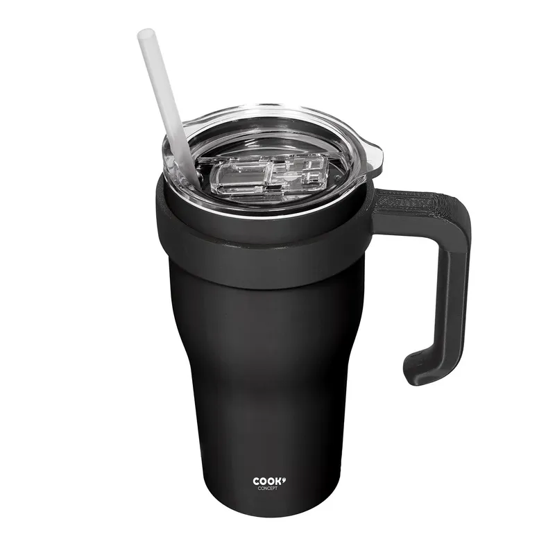 Kubek Termiczny MEBLIVA Miami 600ml Metal Z Uchwytem - Czarny