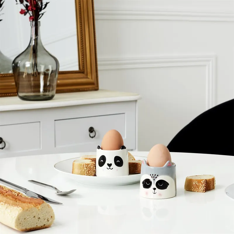 Podstawka Na Jajko MEBLIVA Panda Ceramiczna - Biały