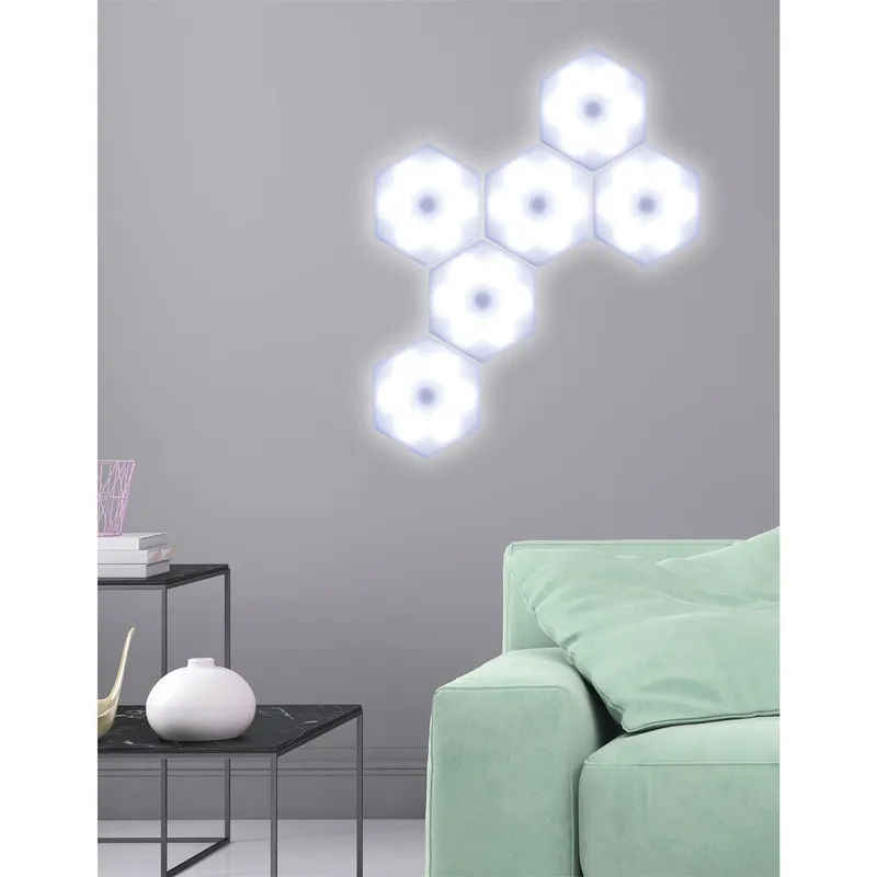 Lampa Ścienna MEBLIVA Hexagonal Zestaw 6 Sztuk, Tworzywo - Biały