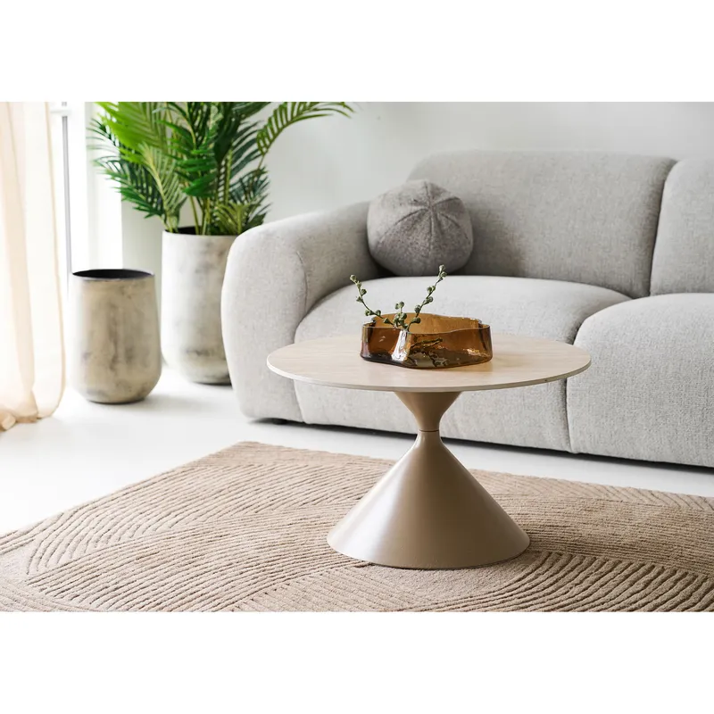 Stolik Kawowy MEBLIVA Annecy Ceramiczny Blat 70 cm - Trawertyn