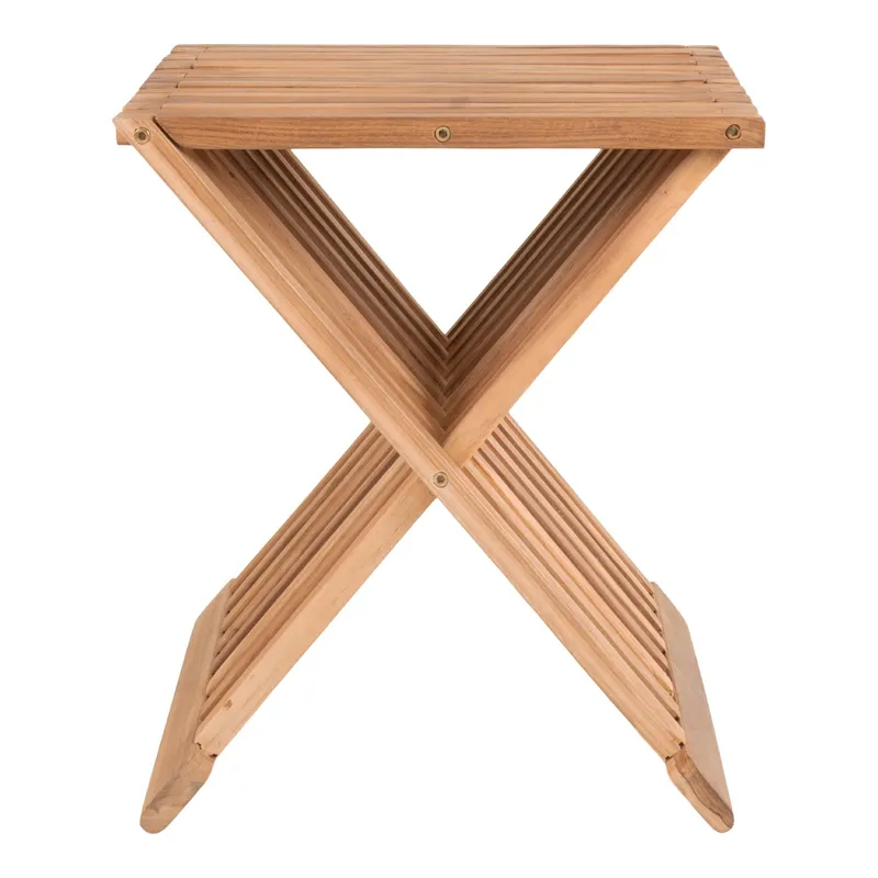 Stołek MEBLIVA Erto Z Drewna Tekowego, Wysokość 45 cm - Naturalny