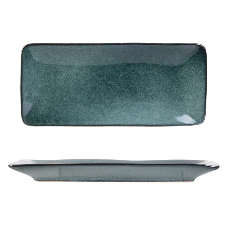 Prostokątny Talerz MEBLIVA Tierra Ceramiczny 22x10cm - Niebieski