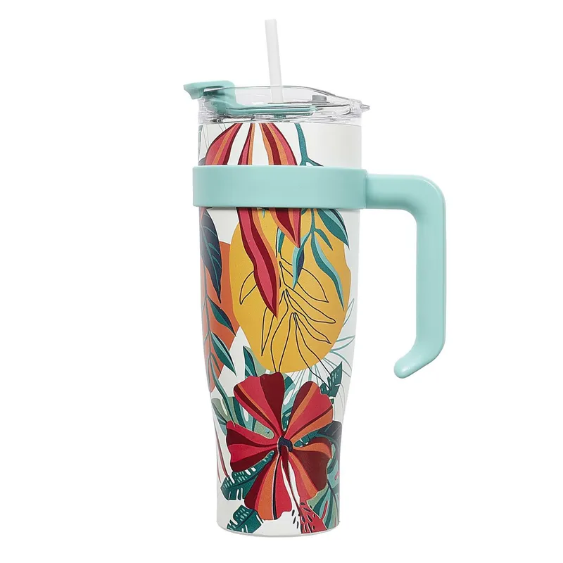 Kubek Termiczny MEBLIVA Miami Tropical Stal Nierdzewna 1200 ml - Niebieski