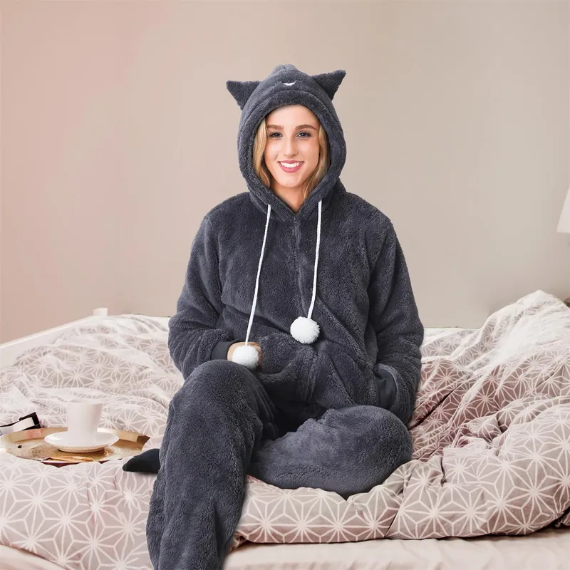 Kombinezon Onesie Kot MEBLIVA XL, Poliester - Szary