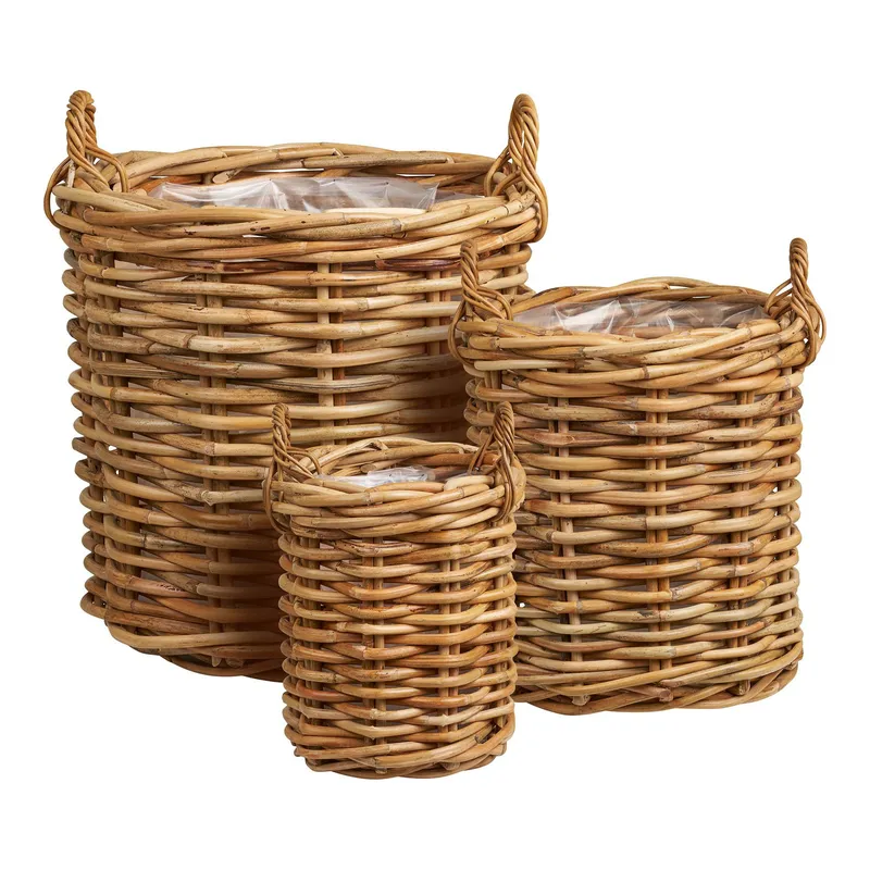 Kosze Do Przechowywania MEBLIVA Burton, Rattan, Zestaw 3 szt. - Naturalny