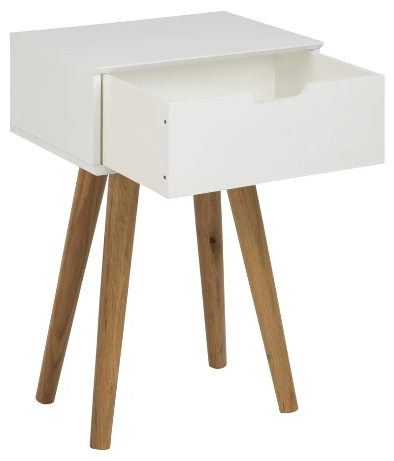 Szafka Nocna MEBLIVA Mitra Drewniana Skandynawska 40 cm - Biała