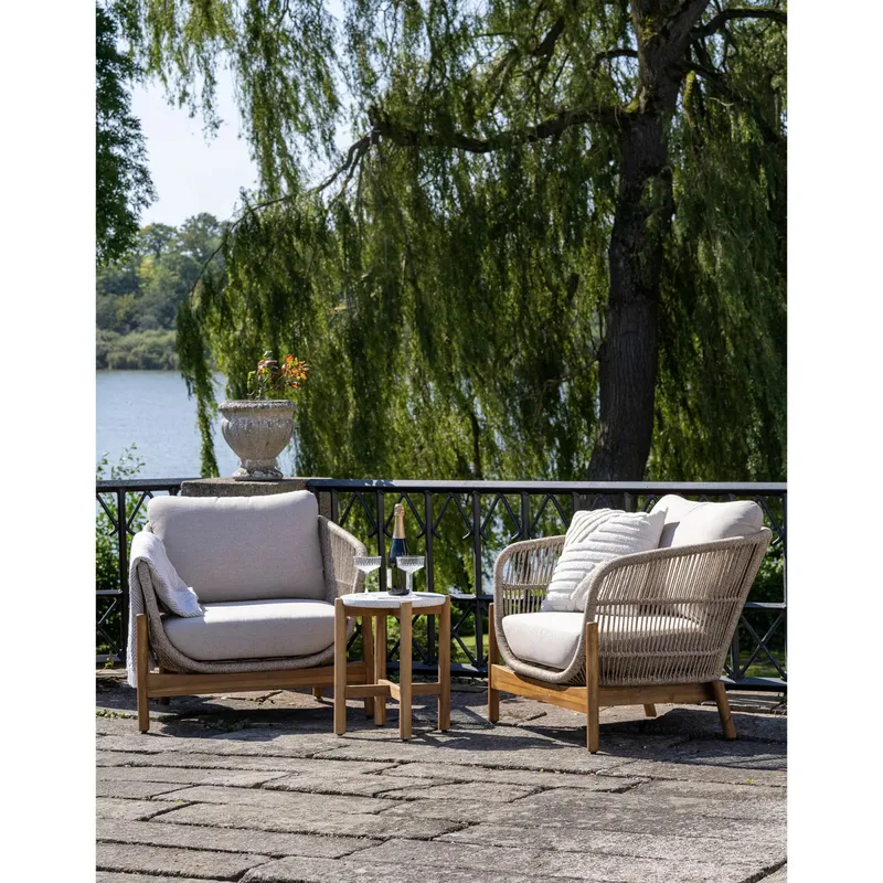Stolik Pomocniczy MEBLIVA Terracina Akacja/Terrazzo - Biały