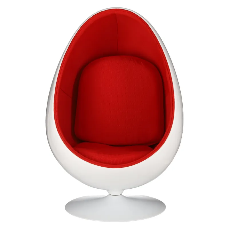 Fotel Obrotowy MEBLIVA Ovalia Chair, Wełna Nowoczesny - Biało-Czerwony