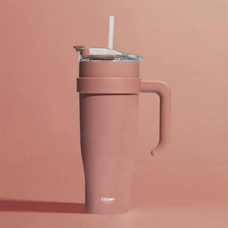 Kubek Termiczny MEBLIVA Miami 1,2l Metal Ze Słomką - Różowy