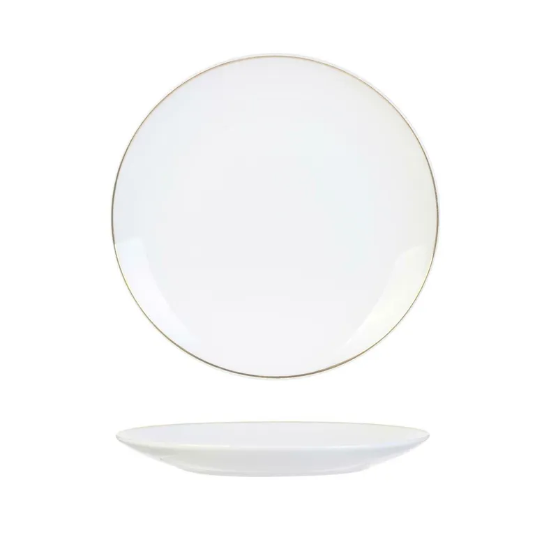 Talerz Obiadowy MEBLIVA Pearl Gold Ceramika 20cm - Biały