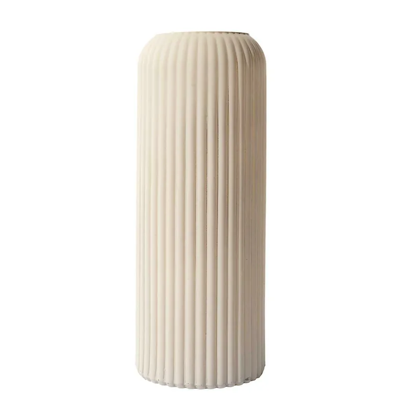 Wazon Terra MEBLIVA Szklany Ryflowany Cylindryczny 25 cm - Szary
