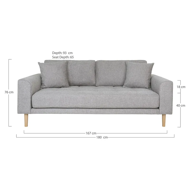 Sofa MEBLIVA Lido 2,5 Osobowa, Drewno, Klasyczna - Szara Jasna