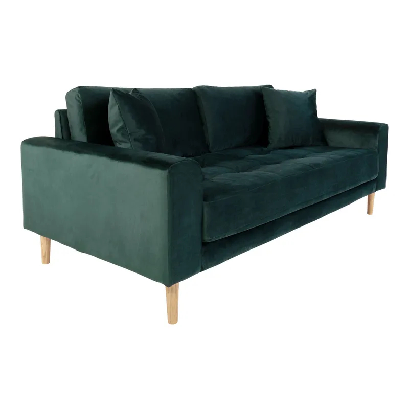 Sofa MEBLIVA Lido 180 cm, Aksamit, Skandynawska - Butelkowa Zieleń