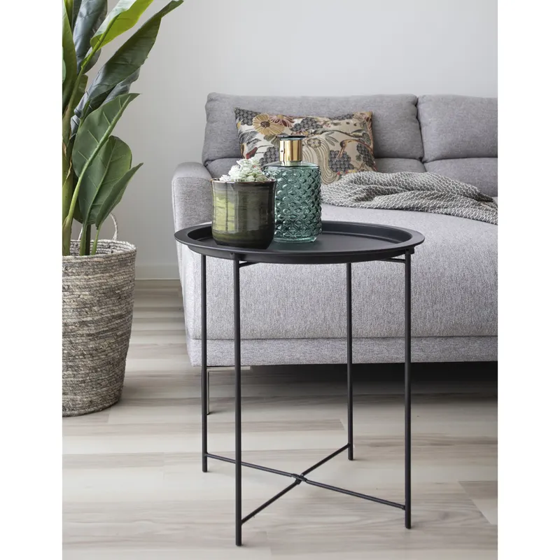 Stolik Kawowy MEBLIVA, Metal Okrągły 47cm - Czarny