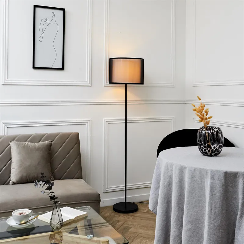 Lampa Podłogowa MEBLIVA Shade, Tkanina Nowoczesna - Czarna