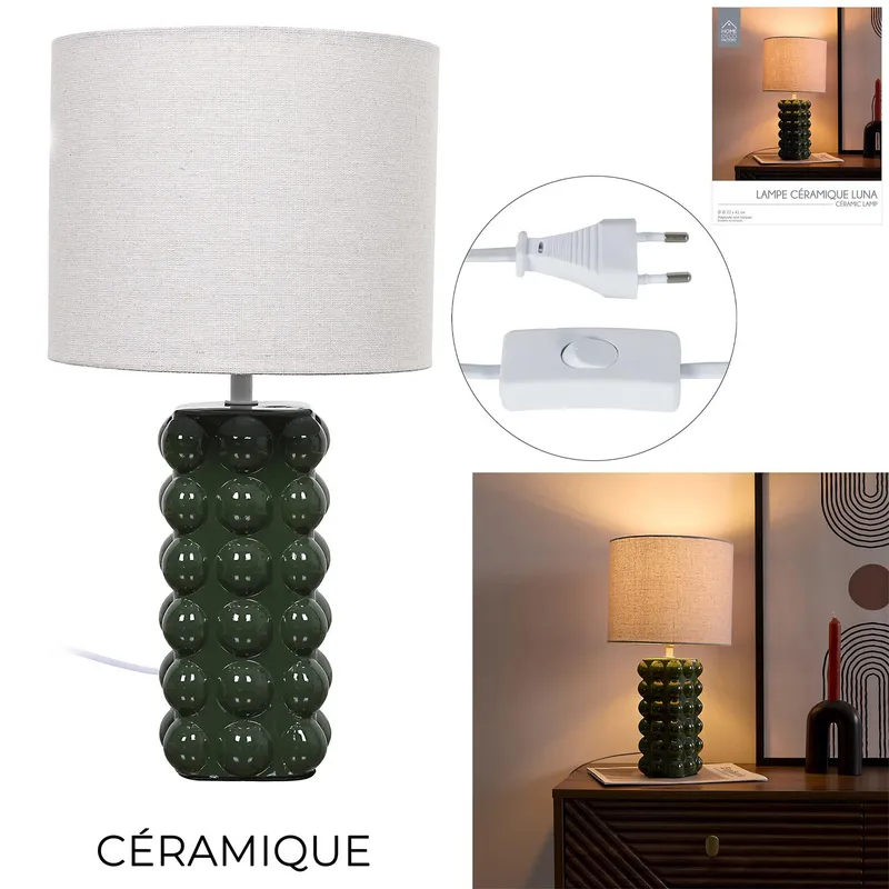 Lampka Stołowa MEBLIVA Ramil Ceramiczna, 40 cm - Zielona