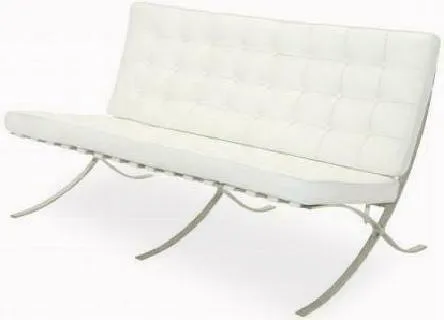 Sofa MEBLIVA BA2 Dwuosobowa, Naturalna Skóra - Biała
