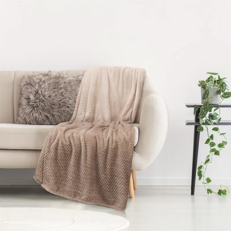 Koc MEBLIVA Honey Poliester 150x220cm - Beżowy
