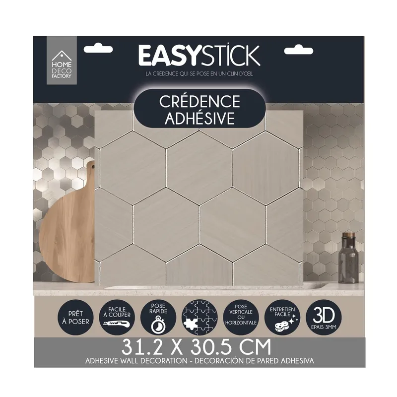 Panel Winylowy Samoprzylepny Easy Stick MEBLIVA, Mozaika - Srebrny