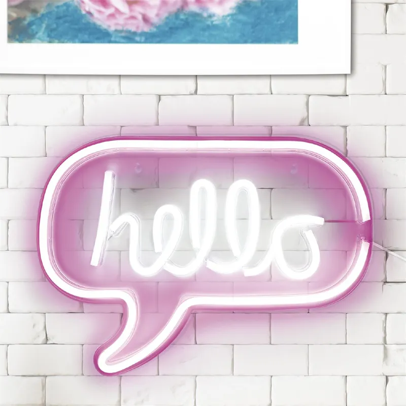 Lampa Dekoracyjna MEBLIVA HELLO Neon LED Nowoczesna - Różowy