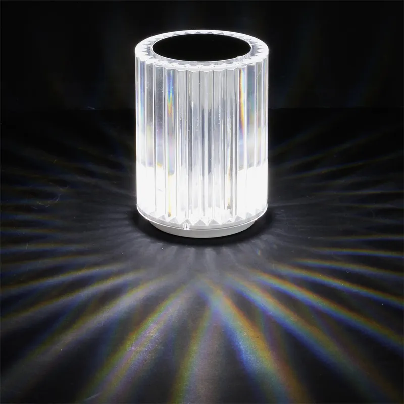 Lampka Stołowa MEBLIVA Cryształowa LED, 12 cm, Klasyczna - Biała
