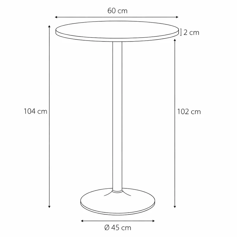 Stół Barowy MEBLIVA Hvar Drewniano-Metalowy 60 cm - Czarny