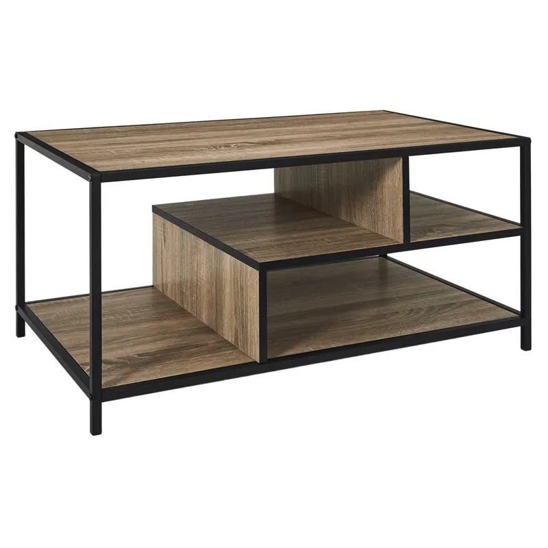 Stolik Kawowy MEBLIVA Edison 90x55 cm, Industrialny, Naturalny - Czarny