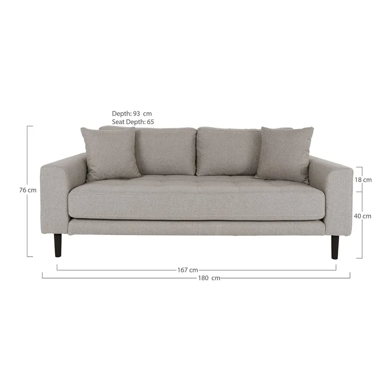 Sofa MEBLIVA Lido 2,5 Osobowa, Pianka Tapicerska, 180 cm - Beżowa