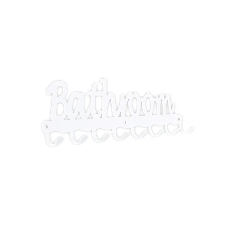 Wieszak Ścienny MEBLIVA Bathroom Metalowy 8 Uchwytów - Biały